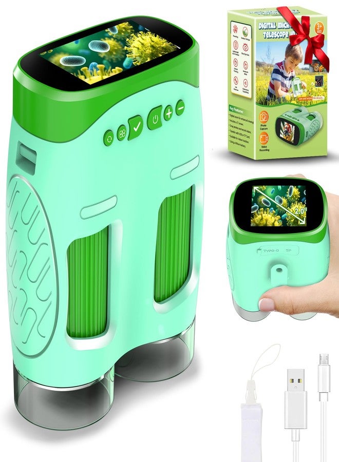 Nicmore 1000X Handheld Microscope for Kids : 4K 2.0" Screen Rechargeable Telescope and Camera Combo with 6 Slides, Perfect for Indoor Outdoor Exploration, Portable Edu for Age 3-12 Children - Image 1
